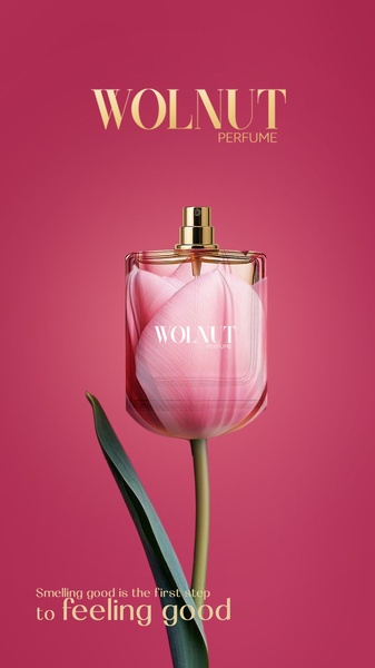 perfume, fragrance, scent, cologne, eau de toilette, brand awareness, minimalist, editorial, fresh, luxurious, pink, green