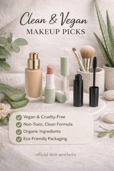 liquid foundation, lipstick, mascara, makeup brushes, lip gloss, brand awareness, minimalist, lifestyle, calm, fresh, neutral, green
