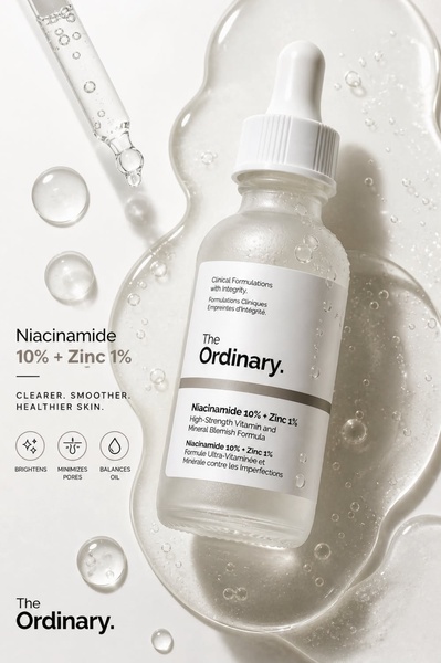 face serum, niacinamide serum, skin care, face treatment, skincare product, bestseller push, product demo, minimalist, editorial, fresh, trustworthy, neutral