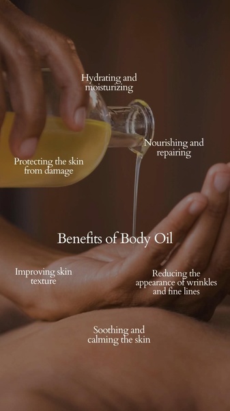 body oil, skincare oil, moisturizing oil, massage oil, nourishing oil, product demo, lifestyle, calm, luxurious, neutral, brown