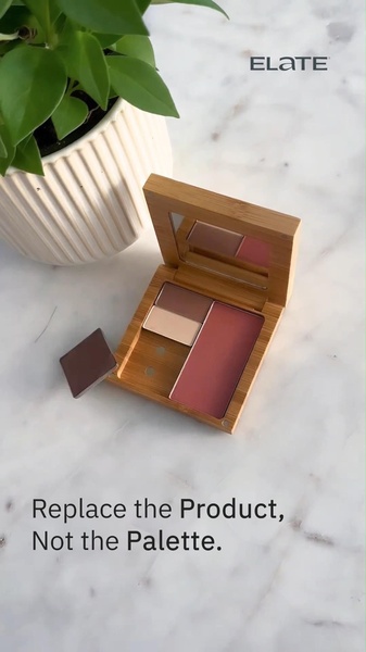 makeup palette, eyeshadow palette, refillable palette, cosmetic compact, beauty palette, product demo, minimalist, lifestyle, fresh, trustworthy, neutral
