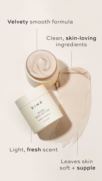 body butter, body cream, moisturizing cream, skin lotion, skincare product, product demo, minimalist, flat lay, calm, fresh, neutral, pastel