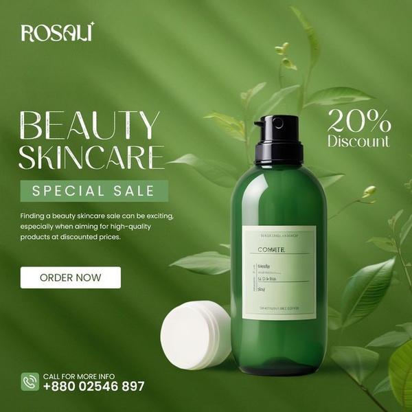 skincare serum, face serum, skin lotion, beauty serum, skincare product, discount offer, bestseller push, minimalist, editorial, fresh, trustworthy, green