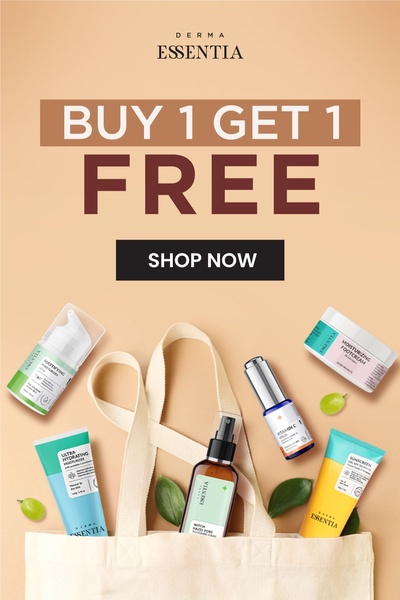 moisturizer, face serum, sunscreen, foot cream, facial toner, bundle offer, flat lay, minimalist, fresh, trustworthy, neutral, green
