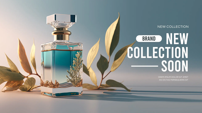 perfume bottle, glass fragrance bottle, cologne bottle, perfume container, luxury fragrance, new arrival, brand awareness, minimalist, editorial, luxurious, calm, neutral, gold, blue