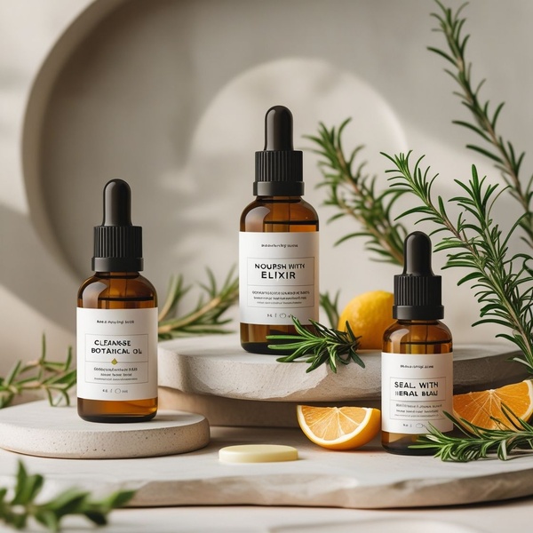 face oil, serum dropper, botanical oil, skin elixir, skincare serum, brand awareness, minimalist, lifestyle, calm, fresh, neutral, yellow