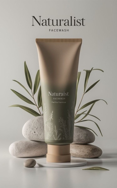 face wash, facial cleanser, face cleanser, skincare product, facial wash, brand awareness, minimalist, calm, fresh, neutral, green