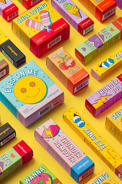 makeup packaging, cosmetics box, beauty products, makeup compact, eyeliner pencil, blusher palette, new arrival, bestseller push, flat lay, minimalist, playful, energetic, yellow, pink