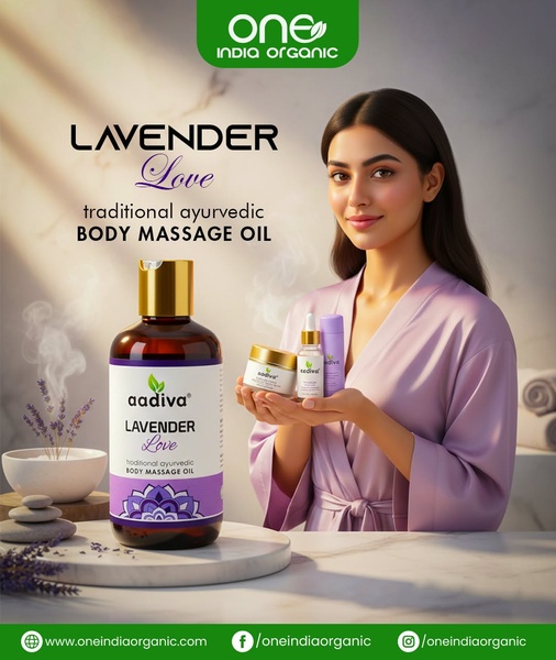 massage oil, body oil, ayurvedic oil, lavender oil, skincare oil, brand awareness, lifestyle, editorial, calm, fresh, neutral, purple