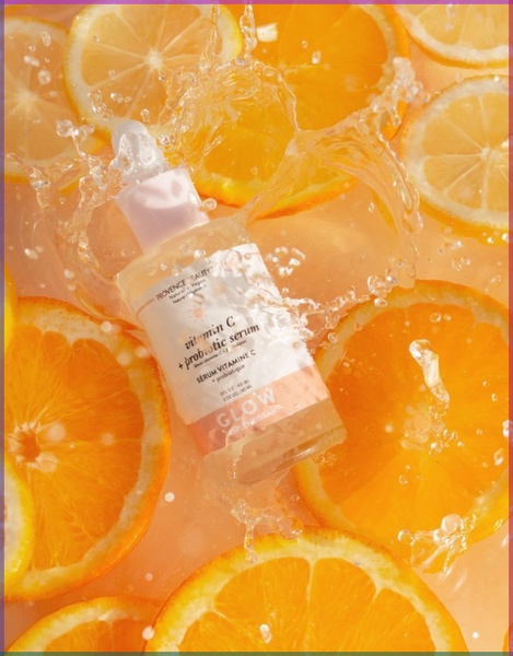 face serum, vitamin c serum, skincare, beauty serum, glow serum, brand awareness, lifestyle, fresh, energetic, yellow, orange