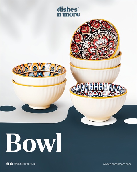 A clean, minimalist product shot featuring a stack of patterned ceramic bowls against a professional studio backdrop to highlight design.