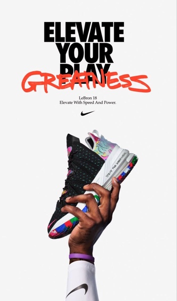 A high-contrast vertical sneaker ad focusing on athlete-centered aspiration with minimalist typography and clear product placement.