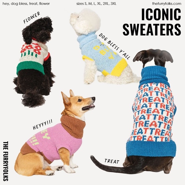dog sweater, pet knitwear, dog jumper, pet clothing, dog apparel, bestseller push, lifestyle, playful, neutral, blue, pink