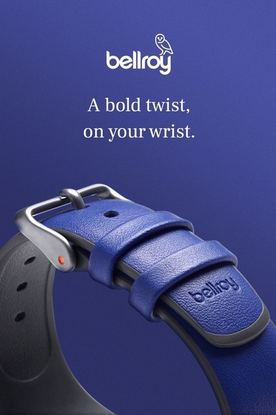 watch band, watch strap, leather strap, replacement band, wrist band, watch accessory, brand awareness, product launch, minimalist, bold, luxurious, blue