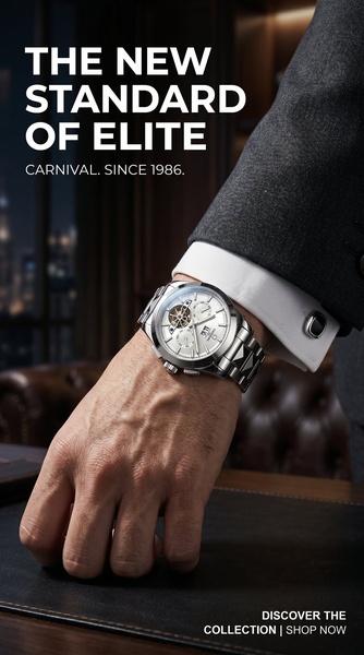 watch, luxury watch, timepiece, wristwatch, dress watch, chronograph, men's watch, brand awareness, product launch, lifestyle, editorial, luxurious, trustworthy, neutral, black