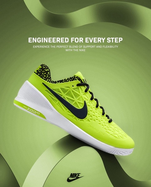 A high-contrast studio shot of a neon green running shoe floating against an abstract, soft-textured green background to emphasize product features.