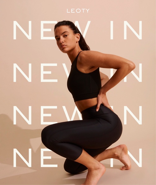 activewear, workout set, athletic wear, fitness clothing, yoga set, sports bra, leggings, new arrival, minimalist, modern typography, bold, energetic, neutral, black