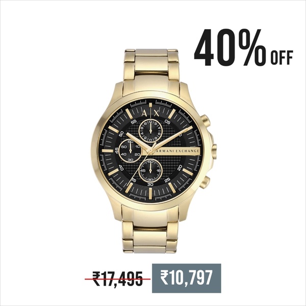 watch, chronograph, mens watch, luxury watch, gold watch, armani watch, designer watch, sale promotion, minimalist, luxurious, gold, black