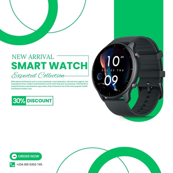 smart watch, fitness tracker, smartwatch, wearable device, activity tracker, new arrival, sale promotion, minimalist, fresh, energetic, green