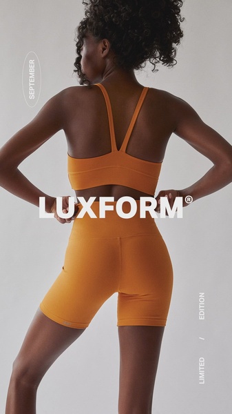 sports bra, biker shorts, activewear set, workout leggings, exercise clothing, athletic set, new arrival, brand awareness, editorial, minimalist, calm, luxurious, neutral, orange