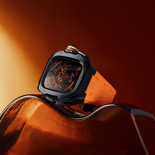 smartwatch, digital watch, sports watch, smart wearable, wrist watch, brand awareness, minimalist, editorial, luxurious, bold, orange, black, brown
