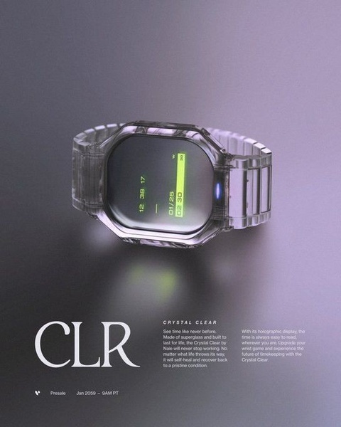 digital watch, wrist watch, smart watch, fashion watch, timepiece, new arrival, brand awareness, minimalist, editorial, bold, fresh, purple, neutral