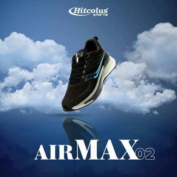 This ad creative features a running shoe suspended against a clear sky with a soft reflection, emphasizing a clean, airy aesthetic.