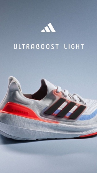 This ad creative features a singular, high-quality shot of a running shoe against a soft blue background, emphasizing the product design through clean composition.