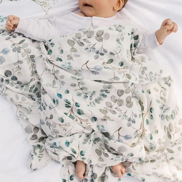 baby swaddle, receiving blanket, baby blanket, swaddling cloth, muslin wrap, new arrival, lifestyle, calm, warm, neutral, green