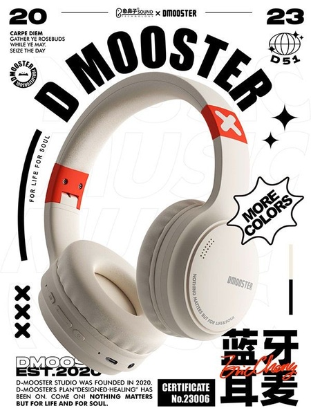 A clean, minimalist 3:4 product hero advertisement for wireless headphones featuring a vintage-inspired layout with bold typography.