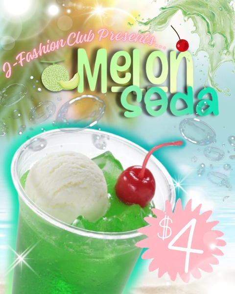 A vibrant 4:5 social media advertisement promoting a melon-flavored drink with ice cream at a clear $4 price point.