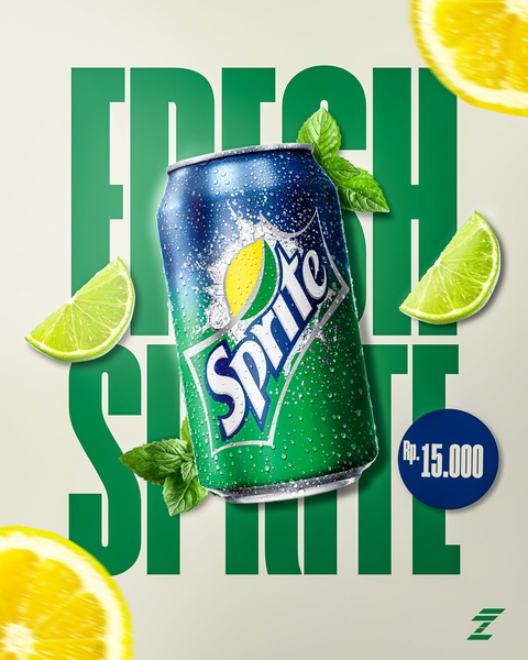 A high-refreshment visual featuring a soda can centered with lime and lemon accents on a light background, emphasizing product freshness.