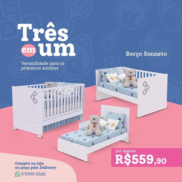 A high-clarity 1:1 ad graphic showcasing three modular stages of a convertible baby crib, highlighting its versatility as a long-term nursery investment.
