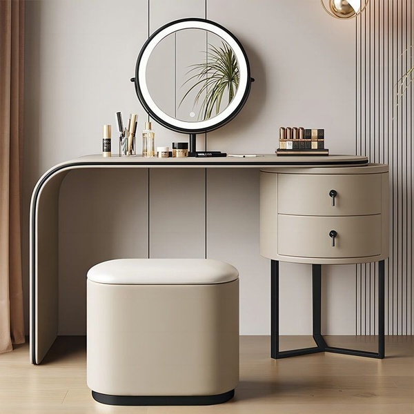 makeup vanity, vanity table, bedroom vanity, dressing table, vanity desk, bestseller push, minimalist, lifestyle, calm, luxurious, neutral