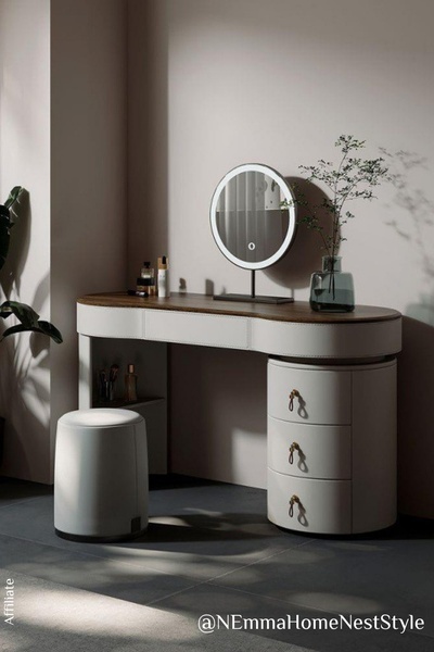 vanity desk, makeup vanity, bedroom vanity, vanity with mirror, makeup table, dressing table, bestseller push, minimalist, editorial, calm, luxurious, neutral