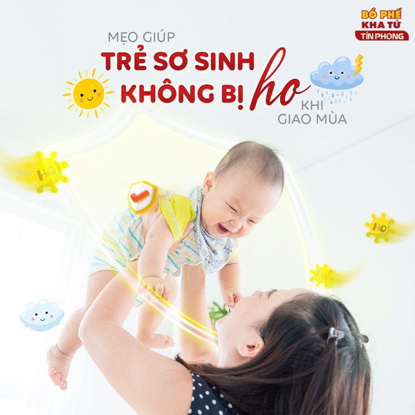 This 1:1 ad uses a protective shield metaphor to communicate health benefits for newborns during seasonal weather changes.