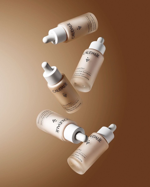 face serum, radiance serum, skin serum, complexion serum, skincare serum, product demo, minimalist, calm, luxurious, brown, neutral