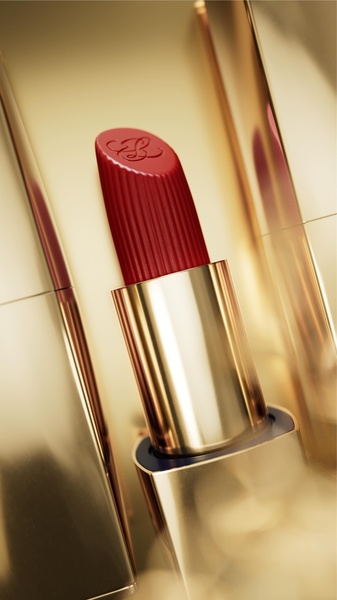 red lipstick, makeup, beauty products, cosmetics, lip color, bestseller push, minimalist, editorial, luxurious, gold, red