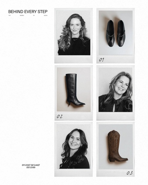 A split-view polaroid grid showcasing women wearing different footwear styles, bridging the gap between product utility and lifestyle connection.