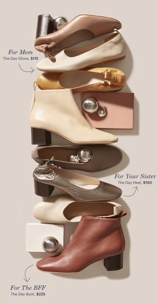 A vertical 9:16 layout showcasing a curated collection of leather shoes with specific gift recommendations for different family members.