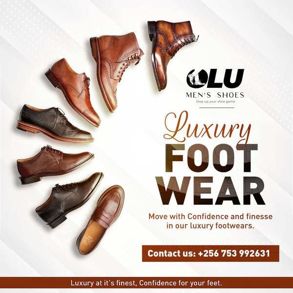 A crisp, professional product hero layout featuring a variety of luxury men's footwear arranged in a clean, high-end arc on a white background.