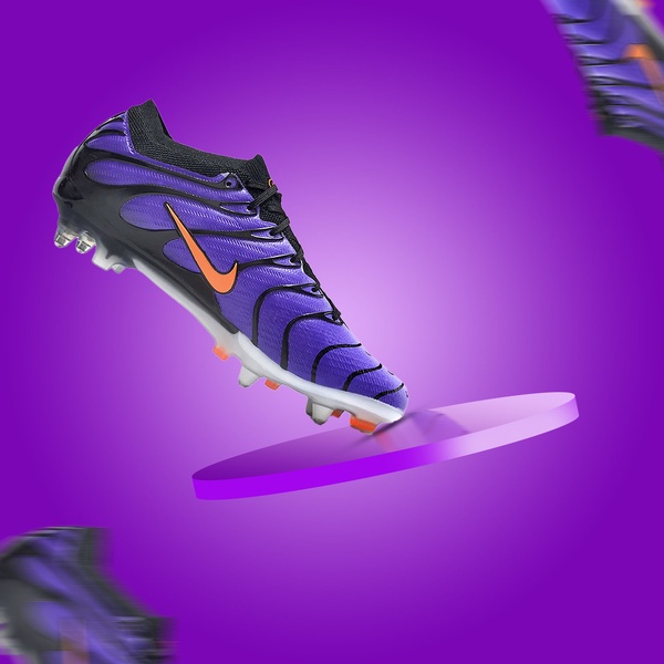 Floating Purple Soccer Cleat Showcase