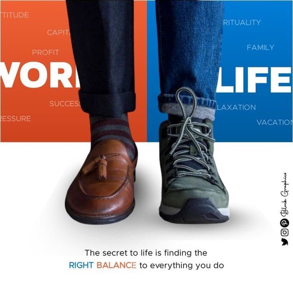 A split-screen creative contrasting dress shoes and hiking sneakers to illustrate a lifestyle balance concept through footwear choices.