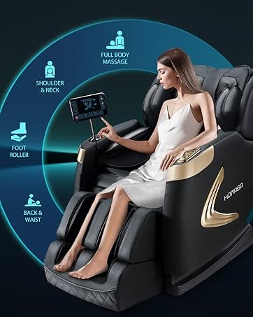 This creative uses a clean, high-contrast 4:5 layout to highlight specific massage zones on a premium chair while focusing on user experience.