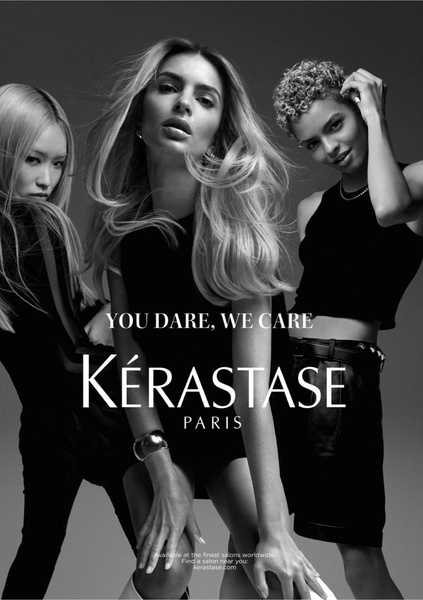 A high-end editorial-style portrait featuring three diverse models showcasing confidence and high-quality hair care.
