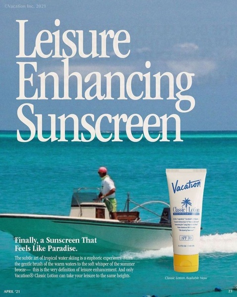 A high-quality lifestyle photograph featuring a boat on crystal clear tropical waters, promoting the essence of leisure and sun protection.