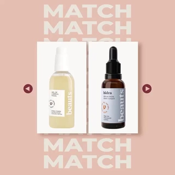 A minimalist, split-screen aesthetic showcasing a facial cleanser and a facial serum to demonstrate a perfect skincare routine combination.