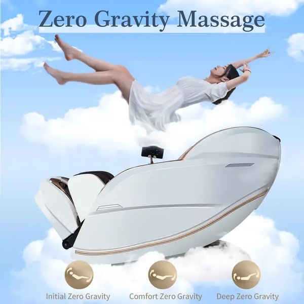 This ad creative utilizes a surreal, cloud-based visual to illustrate the weightless sensation of high-end massage chair technology.