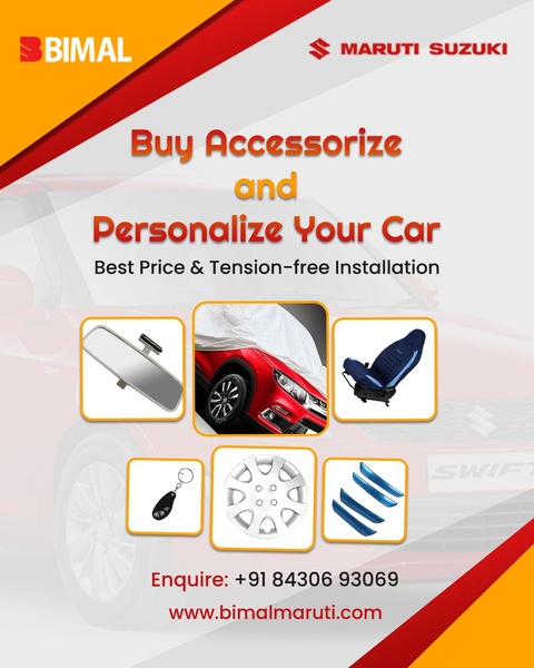 A structured product catalog graphic featuring six key car accessories displayed in a clear, grid-based layout for easy customer selection.