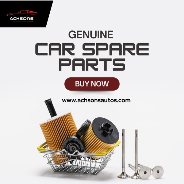 A clean, minimalist product ad featuring a shopping basket filled with essential automotive components against a neutral white background.